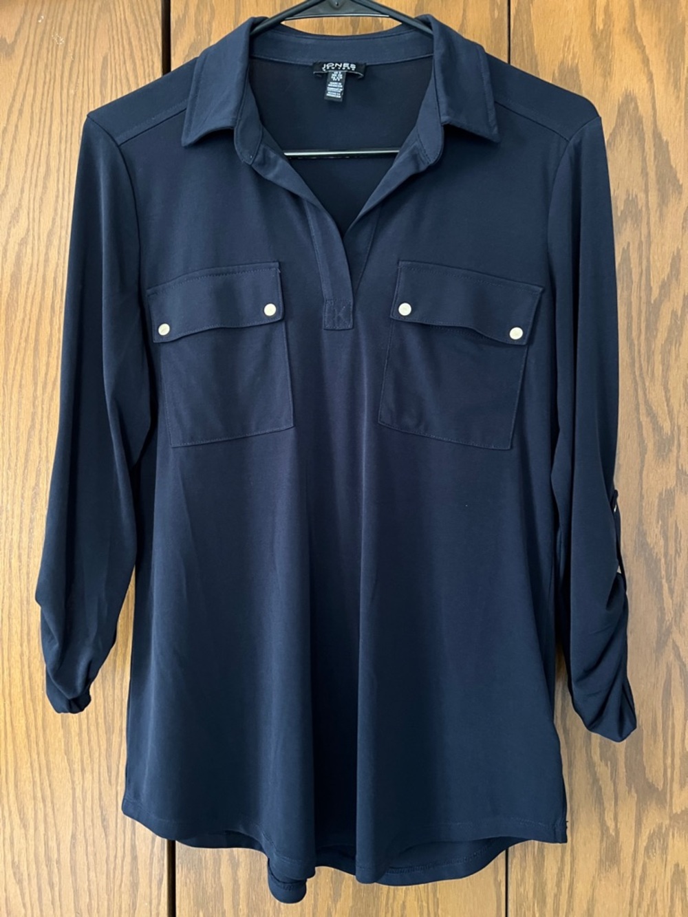 Jones New York Navy Long-Sleeve Button-Front Utility Shirt